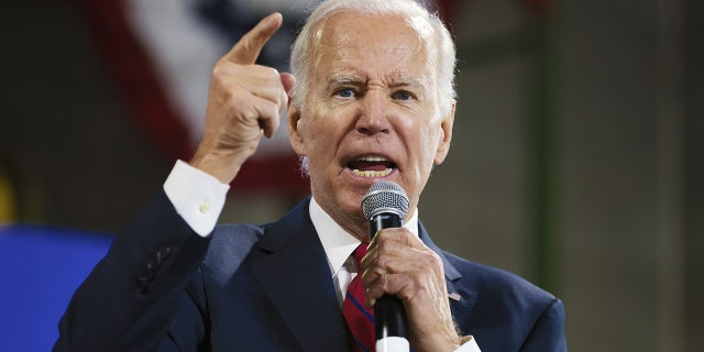 President Biden speaks at Steamfitters Local 602 United Association Mechanical Trades School in Springfield, Virginia, on Thursday, Jan. 26, 2023.