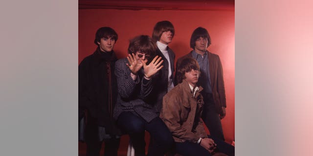 The Byrds in Soho, London, 1966. L-R David Crosby, Roger McGuinn, Michael Clarke, Chris Hillman and Gene Clark.