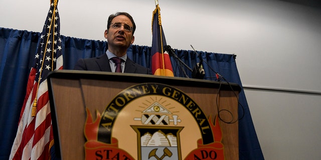 Colorado attorney general Phil Weiser during a press conference announcing an indictment of the three Aurora police officers and two Aurora fire paramedics in the death of Elijah McClain on Wednesdsay, September 1, 2021. 