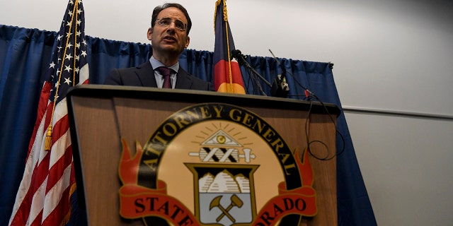 Colorado attorney general Phil Weiser during a press conference announcing an indictment of the three Aurora police officers and two Aurora fire paramedics in the death of Elijah McClain on Wednesdsay, September 1, 2021. 