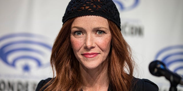 Annie Wersching appears at the "Star Trek: Picard" panel at WonderCon 2022.