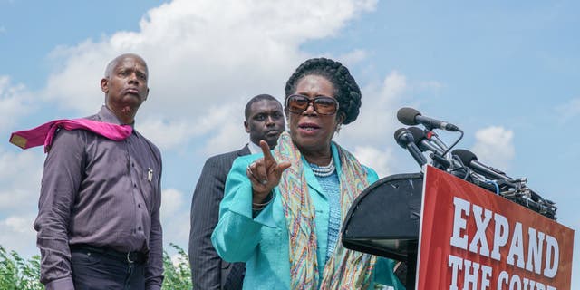 Rep. Sheila Jackson Lee (D-TX) speaks at a press conference calling for the expansion of the Supreme Court on July 18, 2022 in Washington, DC.
