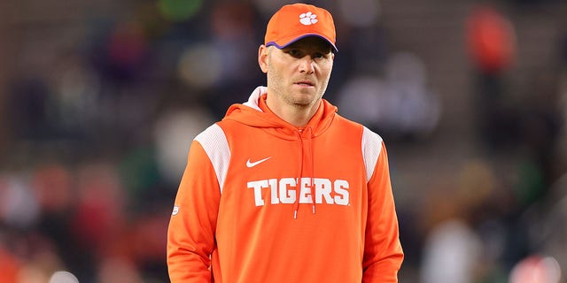 Offensive coordinator Brandon Streeter of the Clemson Tigers prior to a game against the Notre Dame Fighting Irish at Notre Dame Stadium Nov. 5, 2022, in South Bend, Ind. 