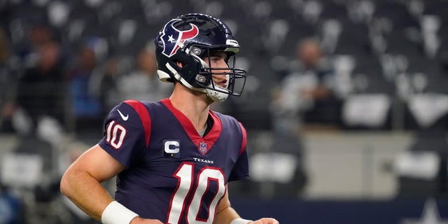 Houston Texans quarterback Davis Mills (10), who will be the first pick overall in the 2023 NFL Draft.