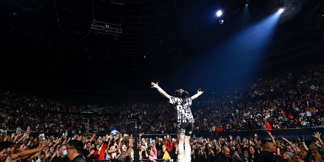 Billie Eilish performs onstage at The Kia Forum on Dec. 13, 2022 in Inglewood, California.