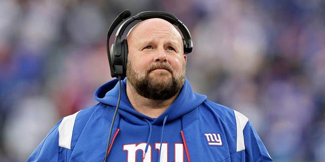 Head coach Brian Daboll of the New York Giants in action against the Washington Commanders at MetLife Stadium on December 4, 2022 in East Rutherford, New Jersey.  The game ended in a 20-20 tie.