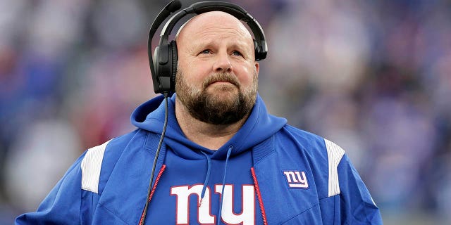 Head coach Brian Daboll of the New York Giants in action against the Washington Commanders at MetLife Stadium on December 4, 2022 in East Rutherford, New Jersey.  The game ended in a 20-20 draw.