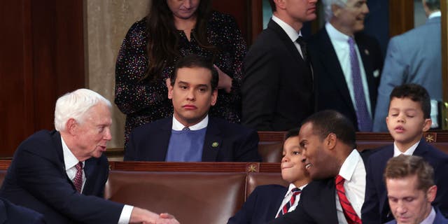 U.S. Rep. George Santos (R-NY) sits alone in the back of the House chamber (Photo by Win McNamee/Getty Images)