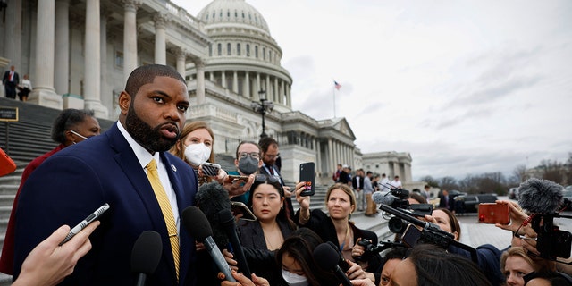 U.S. Rep.- elect Byron Donalds (R-FL) speaks to the media during the second day of elections for Speaker of the House outside the U.S. Capitol Building on Jan. 4, 2023 in Washington, D.C.