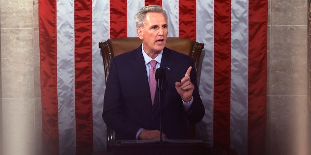 Speaker of the House Kevin McCarthy, R-Calif., delivers remarks after being elected speaker in the House chamber at the U.S. Capitol Jan. 7, 2023, in Washington, D.C.