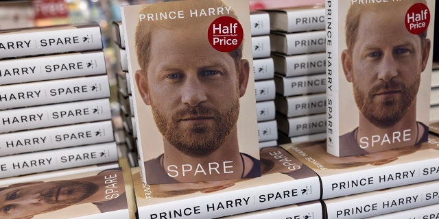 Prince Harry's book is seen here being sold in a bookstore outside Windsor Castle.