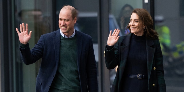 Prince William and Kate Middleton waved to fans outside the Royal Liverpool University Hospital.