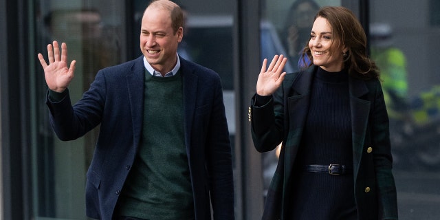 Prince William and Kate Middleton waved to fans outside the Royal Liverpool University Hospital.