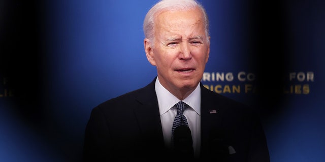 President Biden delivers remarks on the economy and inflation in the Eisenhower Executive Office Building on Jan. 12, 2023, in Washington, D.C.