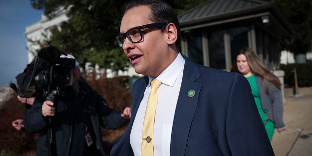 WASHINGTON, DC - JANUARY 12: Rep. George Santos (R-NY) leaves the U.S. Capitol on January 12, 2023 in Washington, DC. The Nassau County party chairman, Joseph G. Cairo Jr. and other New York Republican officials called on Santos to resign as investigations grow into his finances, campaign spending and false statements on the campaign trail. Santos announced in a tweet that he would not resign.  