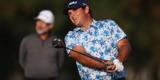 Patrick Reed plays a shot prior to the Hero Dubai Desert Classic at Emirates Golf Club on Jan. 25, 2023 in Dubai, United Arab Emirates.