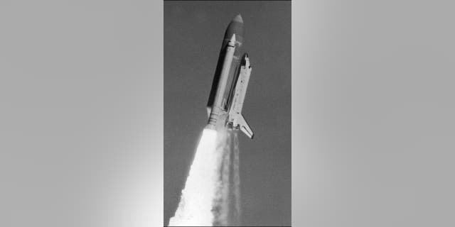 The space shuttle Challenger lifts off on Jan. 28, 1986. Carrying seven crew members, including teacher Christa McAuliffe, Challenger exploded just 73 seconds into its launch — killing all on board. 