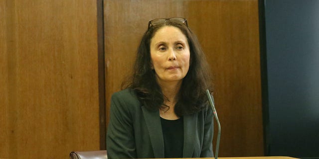 Gigi Jordan appears on the witness stand during cross-examination by the prosecutor during her trial in Manhattan Supreme Court on Wednesday, October 15, 2014. Jordan is charged with killing her son Jude Michael Mirra. 