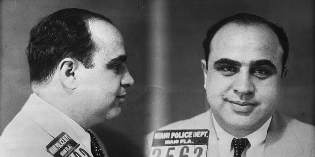 Police photo of Chicago mobster Al Capone.  The photograph was taken by the Miami Police Department.