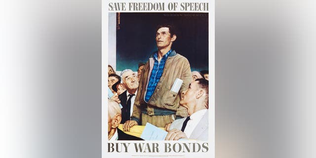 Save Freedom of Speech, Buy War Bonds poster by Norman Rockwell. 
