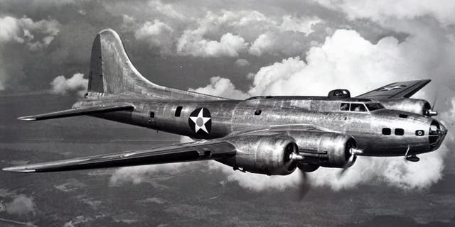 Photo of a Boeing B-17 Flying Fortress used by the United States Air Force during World War II (dated 20th century).