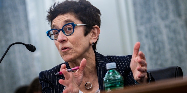 Gigi Sohn testifies during a Senate confirmation hearing examining her nomination to serve on the Federal Communications Commission on Feb. 9, 2022.