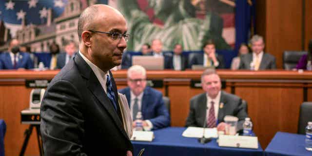 New York Governor Chief Judge Cathy Hochul of Appellate Court nominee Hector D. LaSalle steps down after testifying before the Senate Judiciary Committee January 18, 2023, in Albany, New York.  The New York Senate rejected Hochul's candidacy for head of the court.