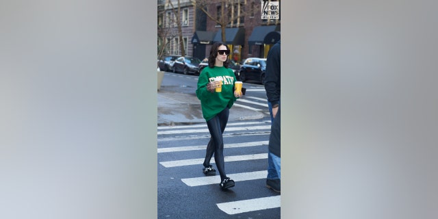 Hilaria Baldwin gets coffee in New York City on January 20, the morning after Alec Baldwin was charged with two counts of involuntary manslaughter.