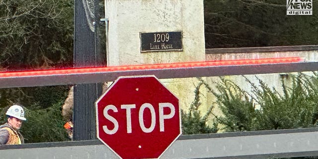 The gate to the access road leading to the home of President Joe Biden in Wilmington, Delaware, on Thursday, Jan. 12, 2023.