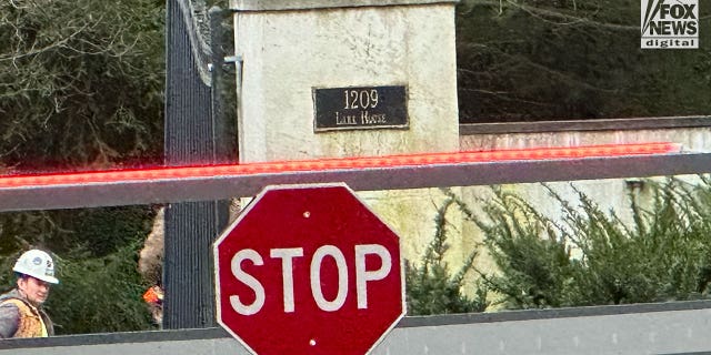 General view of the gate to the access road leading to the home of President Biden in Wilmington, Delaware, Jan. 12.