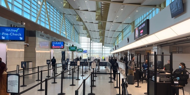 The line for security at Washington National Airport on Wednesday morning.