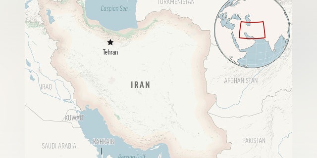 This is a locator map for Iran with its capital, Tehran. 