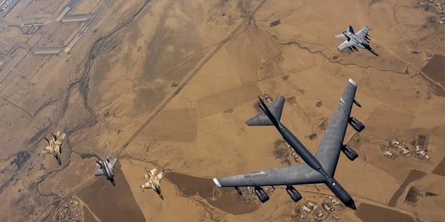 In this photo released by the U.S. military's Central Command via the Israel Defense Force, American and Israeli aircraft fly over Israel as they take part in the joint exercise Juniper Oak Tuesday, Jan. 24, 2023.