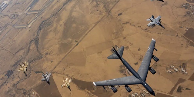 In this photo released by the US Central Command through the Israel Defense Forces, US and Israeli aircraft fly over Israel as they take part in the joint Juniper Oak exercise on Tuesday, January 1. 24, 2023.