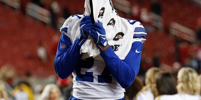 Dallas Cowboys safety Jayron Kearse walks off the field after an NFL divisional round playoff football game against the San Francisco 49ers in Santa Clara, California, Sunday, Jan. 22, 2023. 