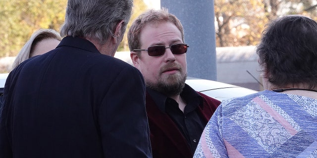 Jerry Lee Lewis lll speaks with mourners outside the funeral home as fans wait to pay final respects to Jerry Lee Lewis in Hernando, Mississippi, in November.