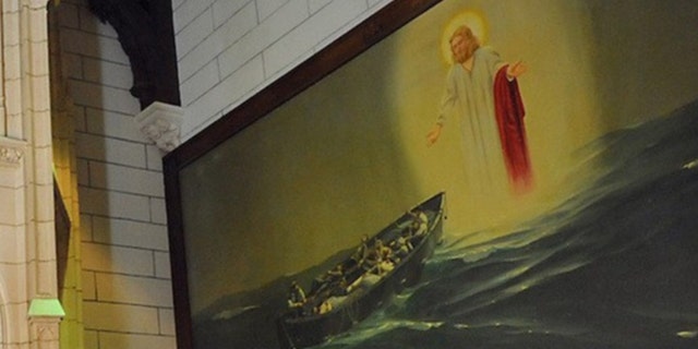 "Christ on the Water" at Wylie Hall at the USMMA was placed behind a curtain following a complaint from the Military Religious Freedom Foundation.