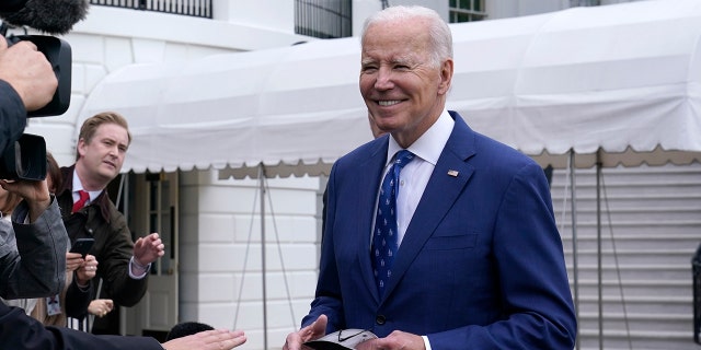 President Biden talks with reporters outside the White House in Washington, Wednesday, Jan. 4, 2023, before boarding Marine One on the South Lawn.