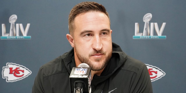 The San Francisco 49ers tackle Joe Staley at the Super Bowl LIV press conference at the Hyatt Regency Miami/James L. Knight Center in Miami on January 28, 2020.