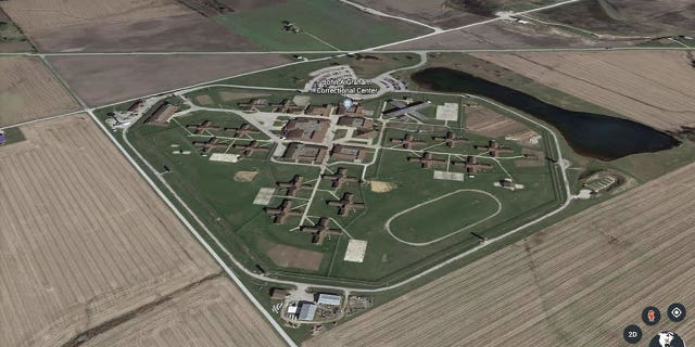This image shows an aerial view of John A. Graham Correctional Center in Hillsboro, Illinois.