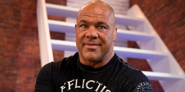 Professional wrestler and actor Kurt Angle poses while attending the Paris Games Week 2017 at the Porte de Versailles exhibition center in Paris on November 4, 2017. 