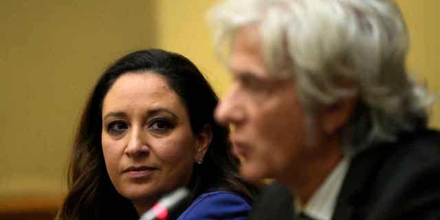 Lawyer Laura Sgro, left, listens to her client Pietro Orlandi, brother of Manuela, a 15-year-old daughter of a Vatican employee who disappeared in 1983, in Rome, on Dec. 20, 2022. The Vatican has reopened the case for the crime which occurred in 1983.