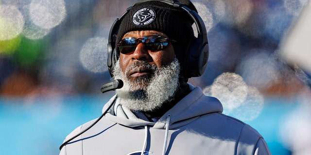 Houston Texans head coach Lovie Smith on the sideline during a game against the Tennessee Titans at Nissan Stadium on December 24, 2022 in Nashville, Tennessee.