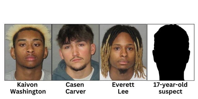 From left to right: Kaivon Deondre Washington, Casen Carver and Everett Deonte Lee. The fourth suspect, a minor, has since been identified as Desmond Carter. 