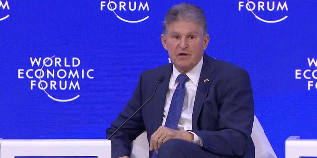 Sen.  Joe Manchin called the "open press system" in the United States to "problem" during a panel discussion at the World Economic Forum in Davos, Switzerland on Jan. 17, 2023.