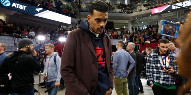 NBA legend Matt Barnes addresses the media during Practice and Media Availability presented by AT&T as part of 2020 NBA All-Star Weekend on February 15, 2020 at Wintrust Arena in Chicago, Illinois.