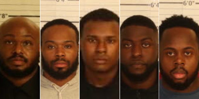 The Memphis Police Department officers terminated on Jan. 18 for their role in the arrest of deceased Tyre Nichols are, from left, Desmond Mills, Demetrius Haley, Justin Smith, Emmitt Martin and Tadarrius Bean.