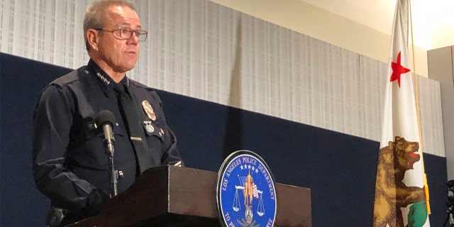 Los Angeles Police Chief Michel Moore discusses recent fatal police shootings during a news conference on Wednesday, Jan. 11, 2023, at LAPD headquarters in Los Angeles.