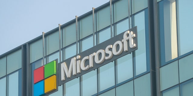 A corporate signage is seen at the Microsoft India Development Center of Microsoft Corporation in Noida, India, Friday, November 11, 2022. 