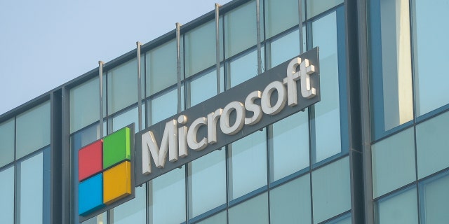 A corporate signage is seen at the Microsoft India Development Center of Microsoft Corporation in Noida, India, Friday, November 11, 2022.